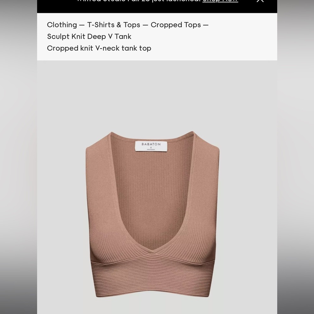 Babaton Sculpt Knit Deep V Crop Tank in Dusty Rose